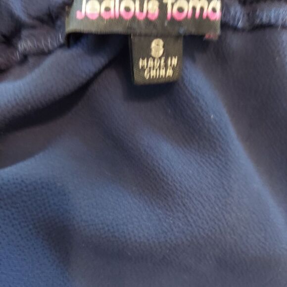 Jealous Tomatoe 0ff- Shoulder Button Down Flare Sleeves Blouse Navy Sz S #0239 - Picture 5 of 5